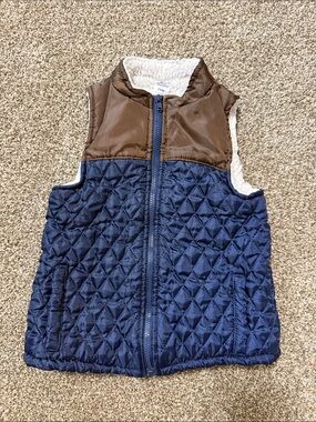Baby Essentials Navy and Brown Quilted Kids Vest